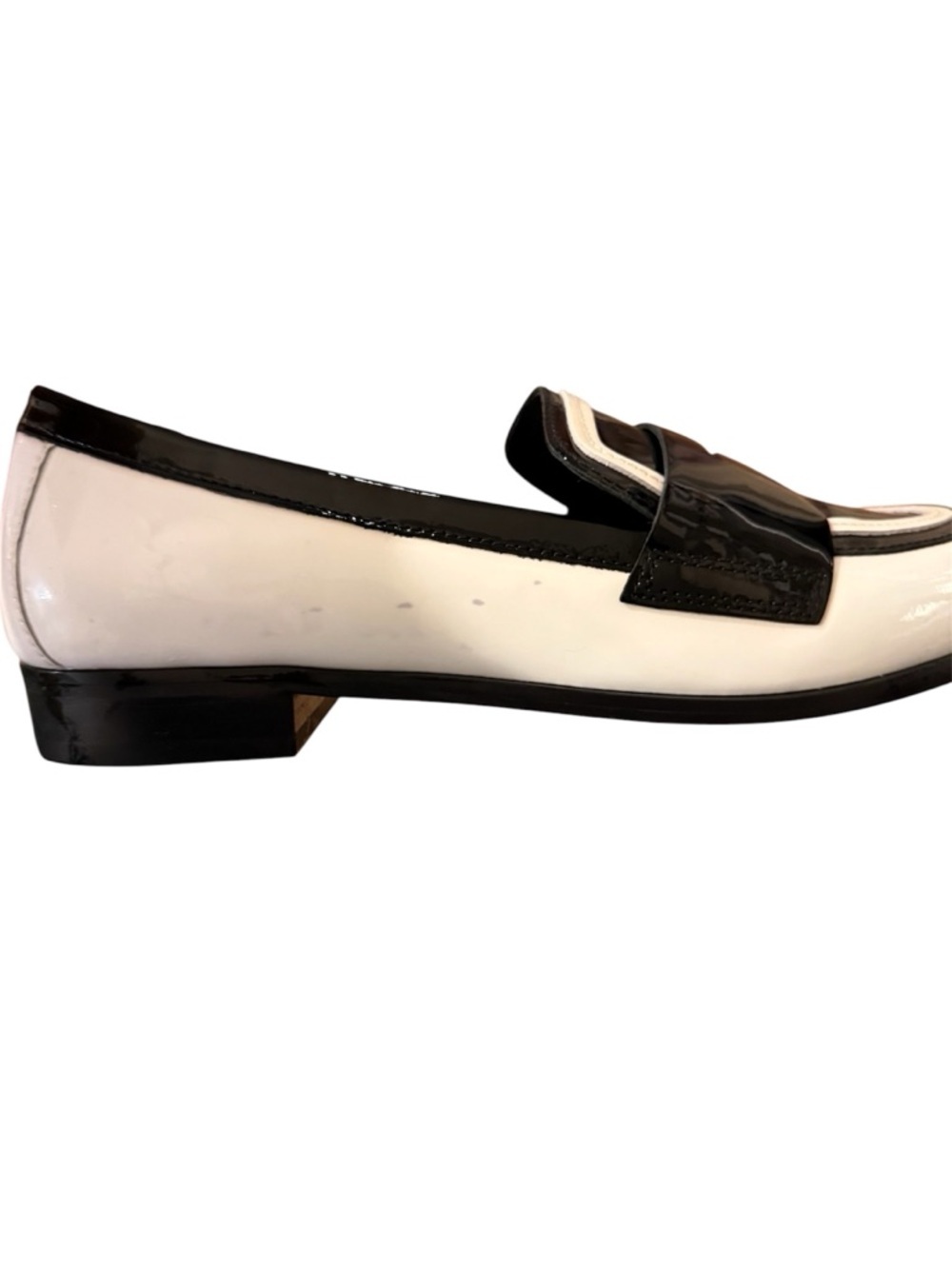 Cecelia New York Kali Black White Patent Leather Mod Academia Loafers 7 - Picture 6 of 8